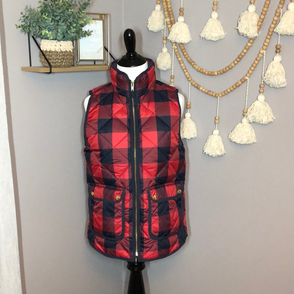 J. Crew Excursion Down Filled Plaid Vest - image 1